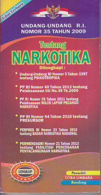 Image of UNDANG- UNDANG RI NOMOR 35 TAHUN 2009 TENTANG NARKOTIKA